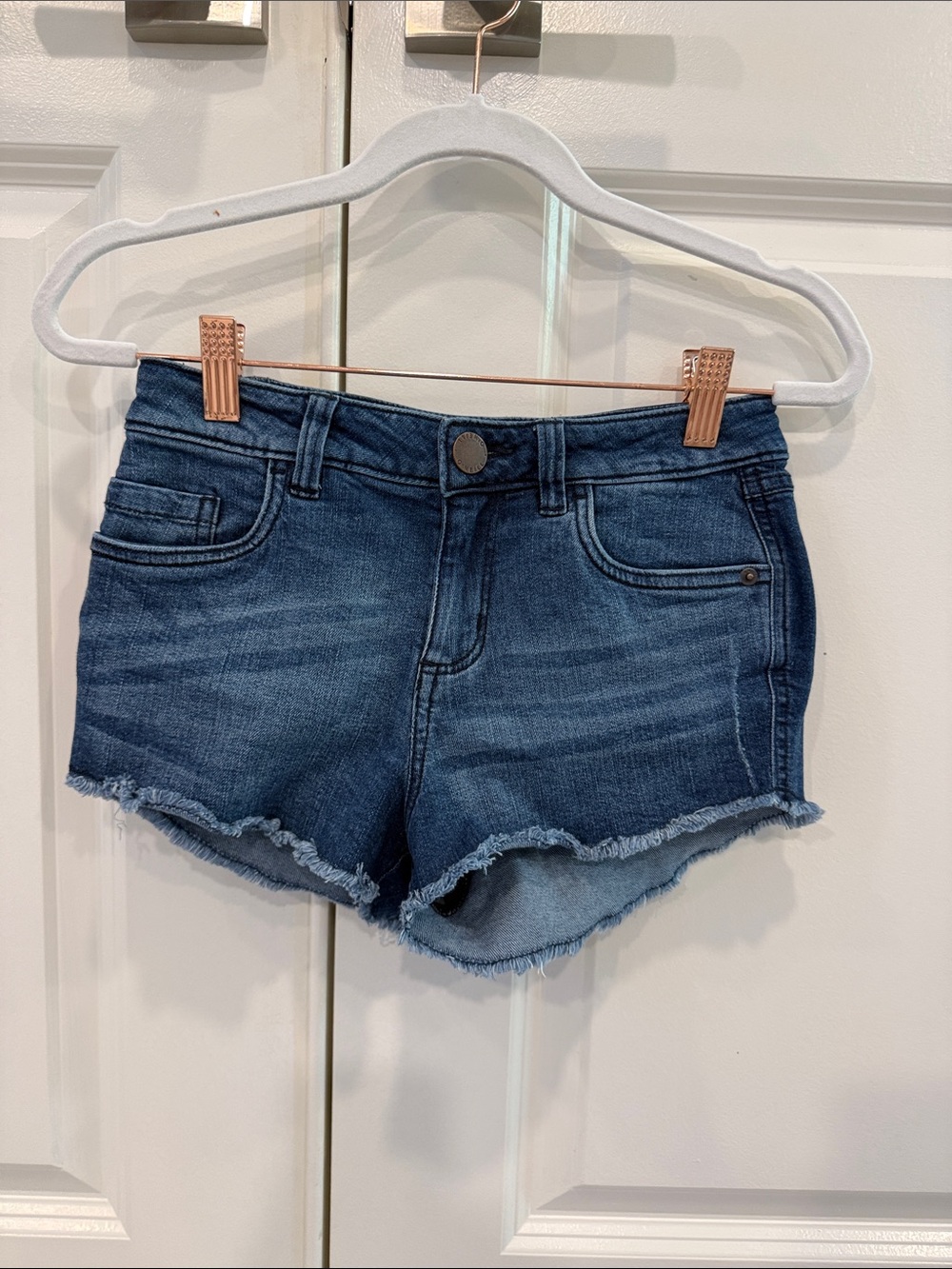 O'Neill Dark Blue Denim Frayed Hem Jean Shorts